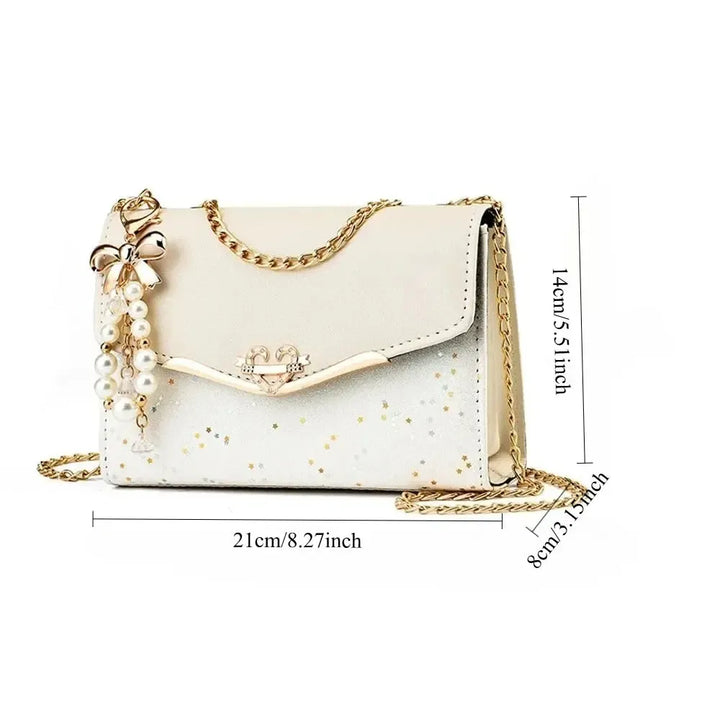Women's Sequin Shoulder Bag – PU Leather Flap Crossbody Handbag with Tassel-bag-Bennys Beauty World
