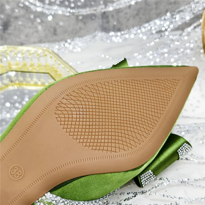 Women Hollowed Out Embroidery Rhinestone Shoes and Bag