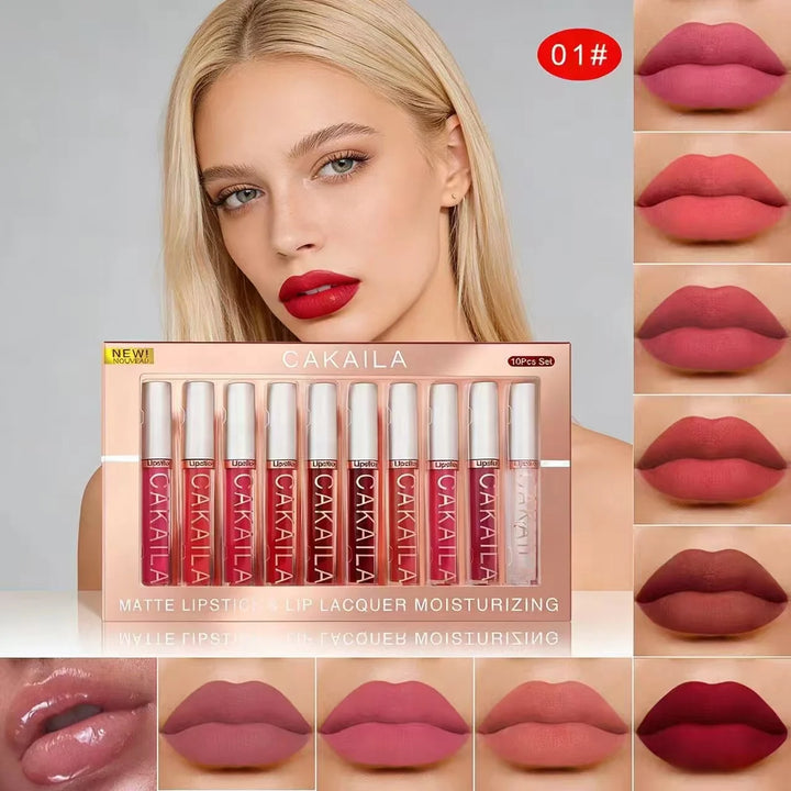 Matte Liquid Lipstick Set – 10 Piece Waterproof Velvet Lip Gloss