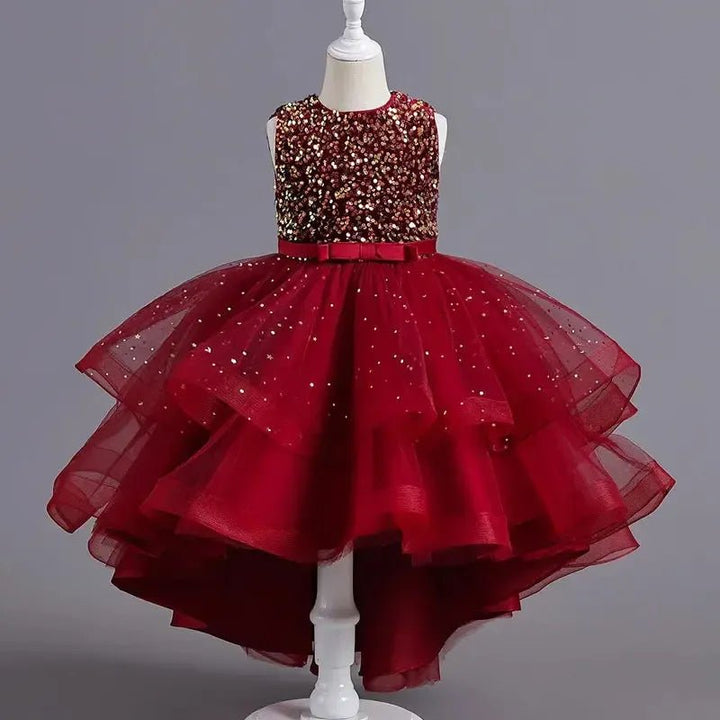 Girls Sequin Princess Dress – Sleeveless Formal Gown (Ages 3–14) - Bennys Beauty World