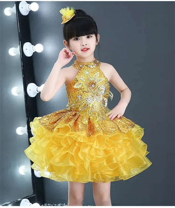 Girls Sequined Tutu Dance Dress – Princess Performance Costume for Kids - Bennys Beauty World