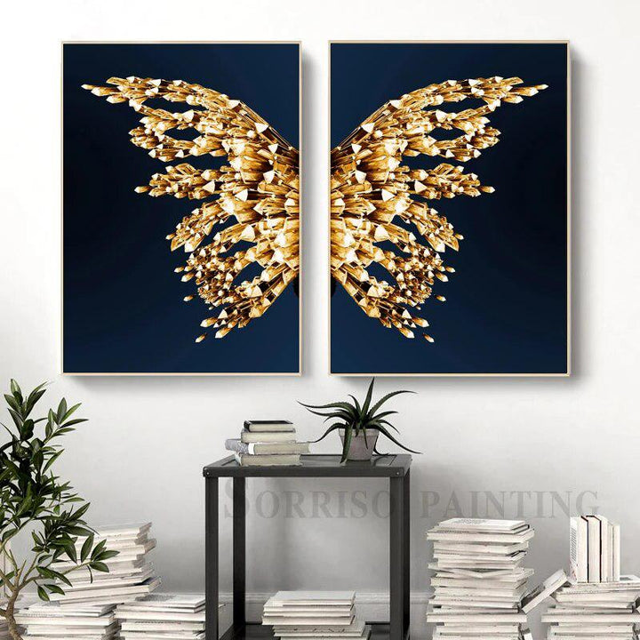 Nordic Abstract Golden Diamond Butterfly Canvas Painting Modern Wall Art Posters And Prints Pictures For Living Room Home Decor-Arlik interiors