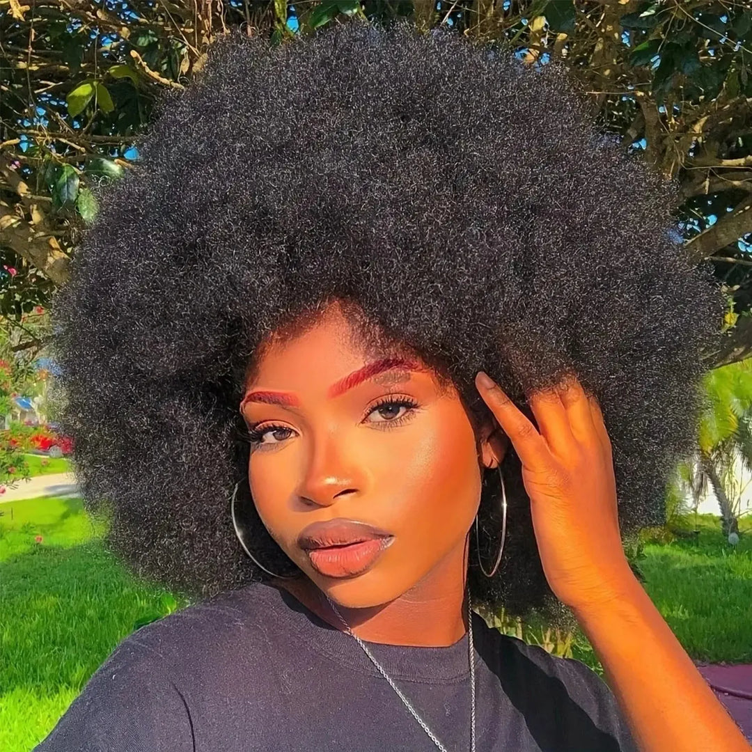 Afro Wigs for Black Women 14 Inch 70s Afro Kinky Curly Bouncy Fluffy Puff Synthetic Wig Ideal for Cosplay Daily & Party-Bennys Beauty World