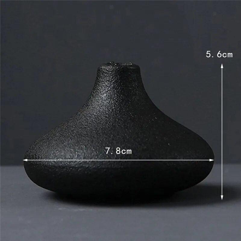 Black Ceramic Small Vase Home Decoration-Vases-Arlik interiors