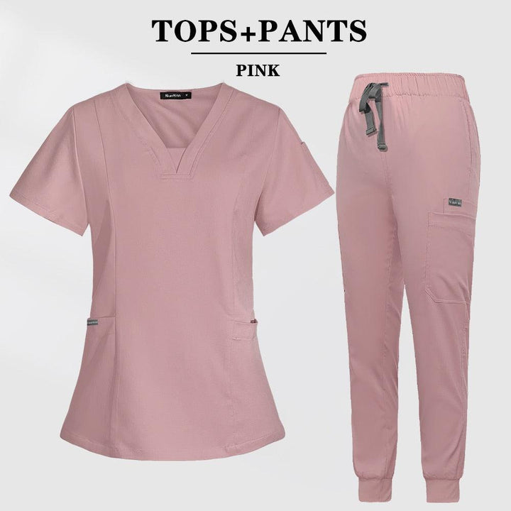 Multicolor Scrubs Short Sleeve Tops+Pants Nursing Uniform-Scrubs-Bennys Beauty World