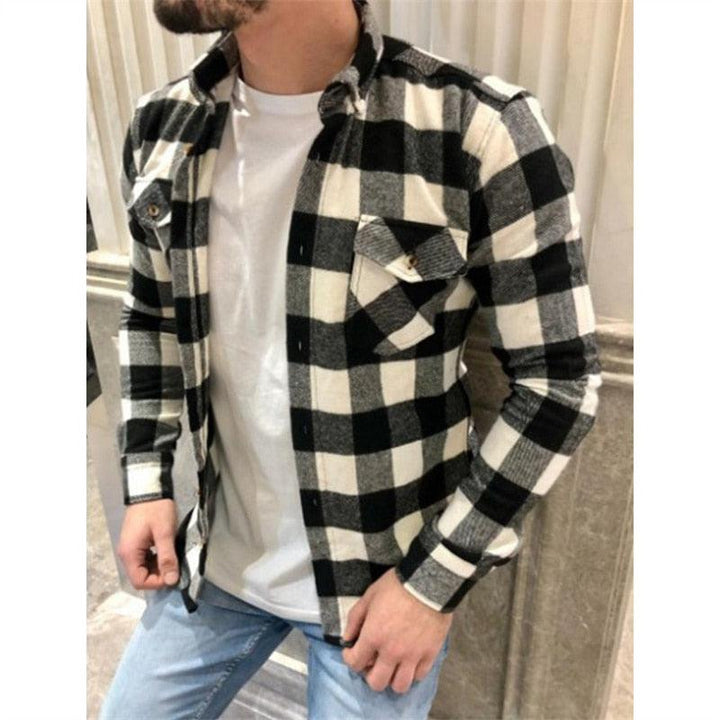 Long Sleeve Plaid Shirts for Mens Luxury Designer Clothes-Shirts-Bennys Beauty World