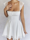 Summer Elegant White Lace Strap Mini Dress For Women