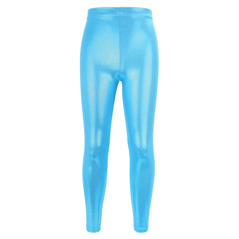 Girls Elastic Ballet Dance Pants Gymnastic Bright Solid Leggings