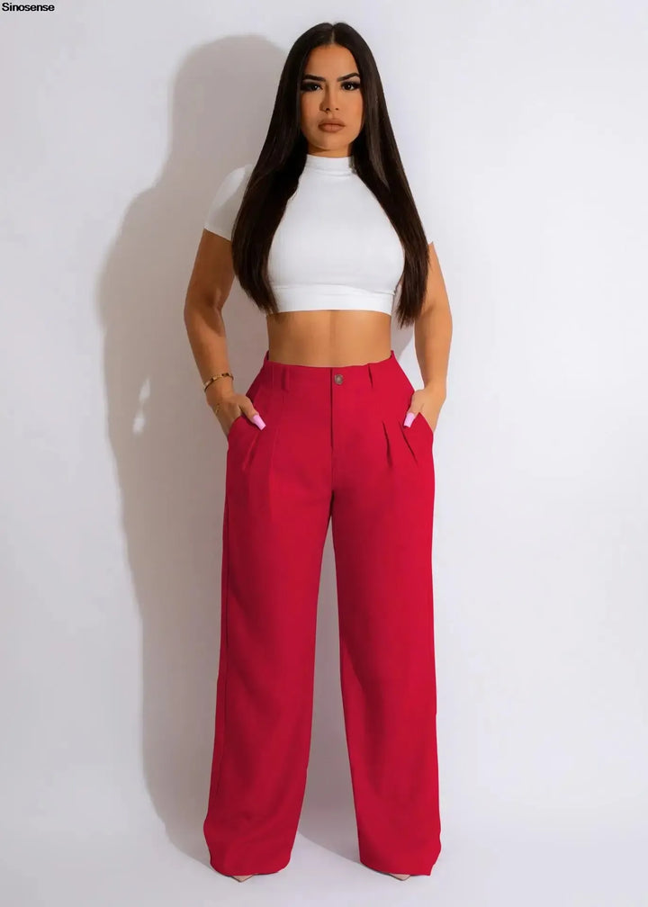 Women's High Waist Cotton Linen Wide Leg Trousers-Bennys Beauty World