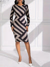 Summer Elegant Colorblock Stripe Printed Dress-Bennys Beauty World