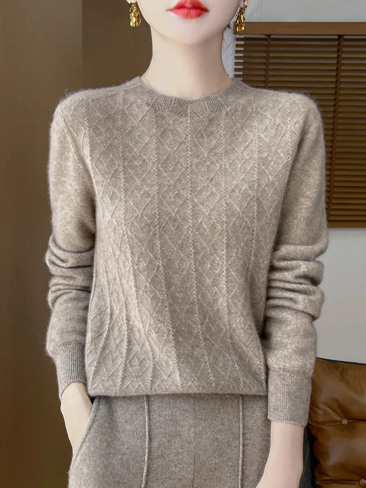Women's Sweater O-neck 100% Merino Wool Knitwear Sweater