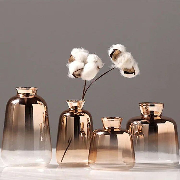 Nordic Gilded Glass Vase Home Decoration Crafts Gold Bottle Transparent Flower Plant Vases Decoration Home Vases for Decoration-Arlik interiors