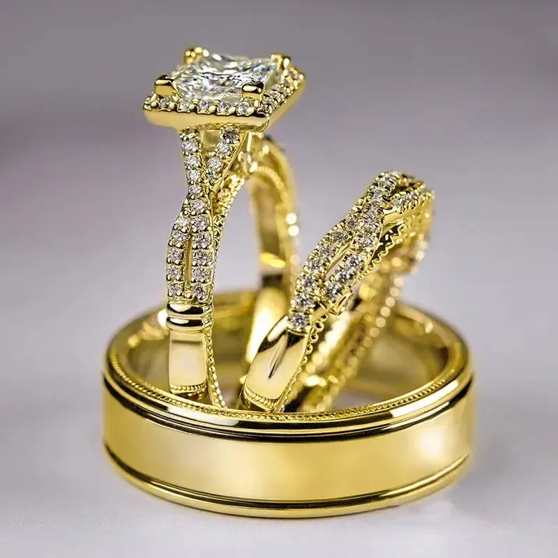 Cross Zircon Engagement Ring Set – Women's Classic Wedding Band with Gift Box-rings-Bennys Beauty World