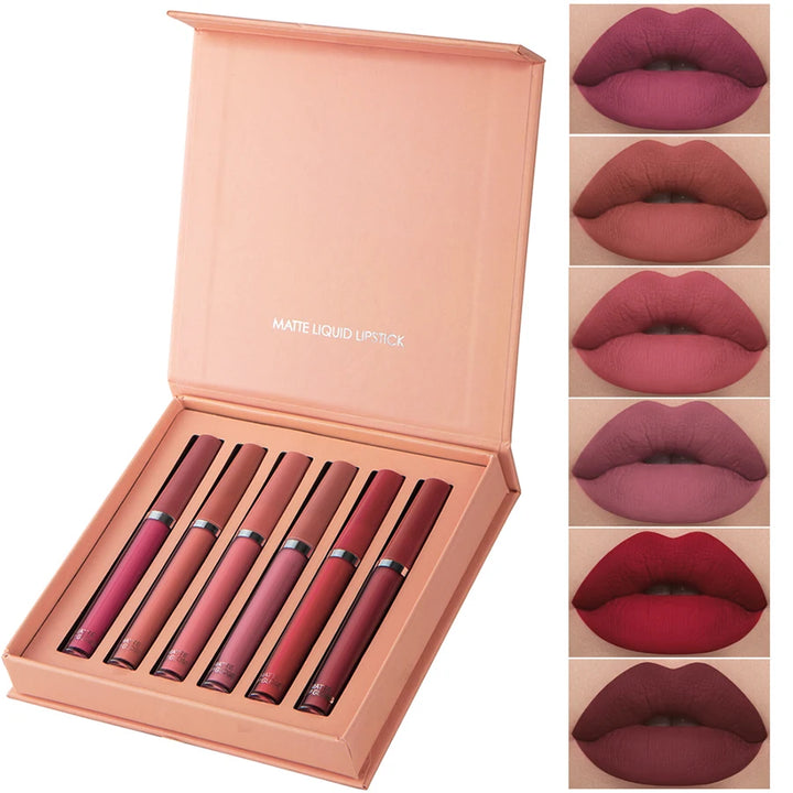 MAXFINE 6-Piece Matte Velvet Lip Gloss Set