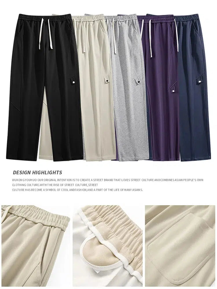 Men's Sweatpants Fashion Solid Color Wide Leg Trousers