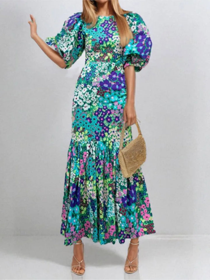 Fashion Print Dress For Women Casual O-Neck Dresses-Dresses-Bennys Beauty World