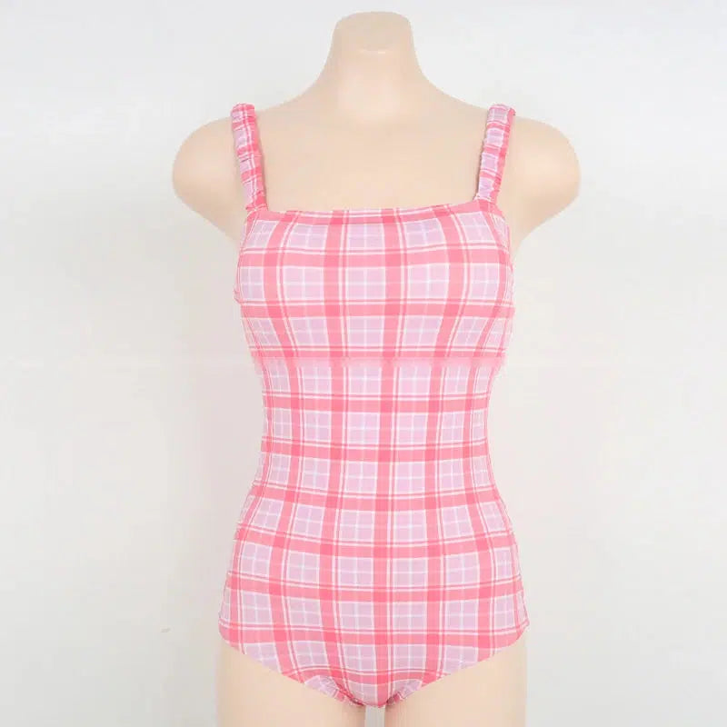 Women's One Piece Plaid Swimming Suit