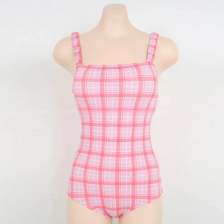 Women's One Piece Plaid Swimming Suit