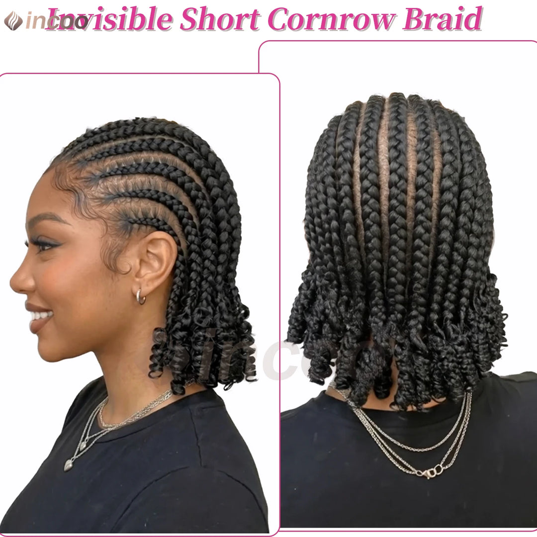 8" Cornrow Box Braid Wig – Synthetic Full Lace Front | African Twist Braid Hair Wig