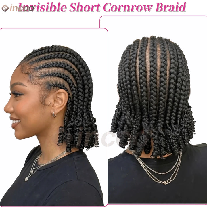 8" Cornrow Box Braid Wig – Synthetic Full Lace Front | African Twist Braid Hair Wig