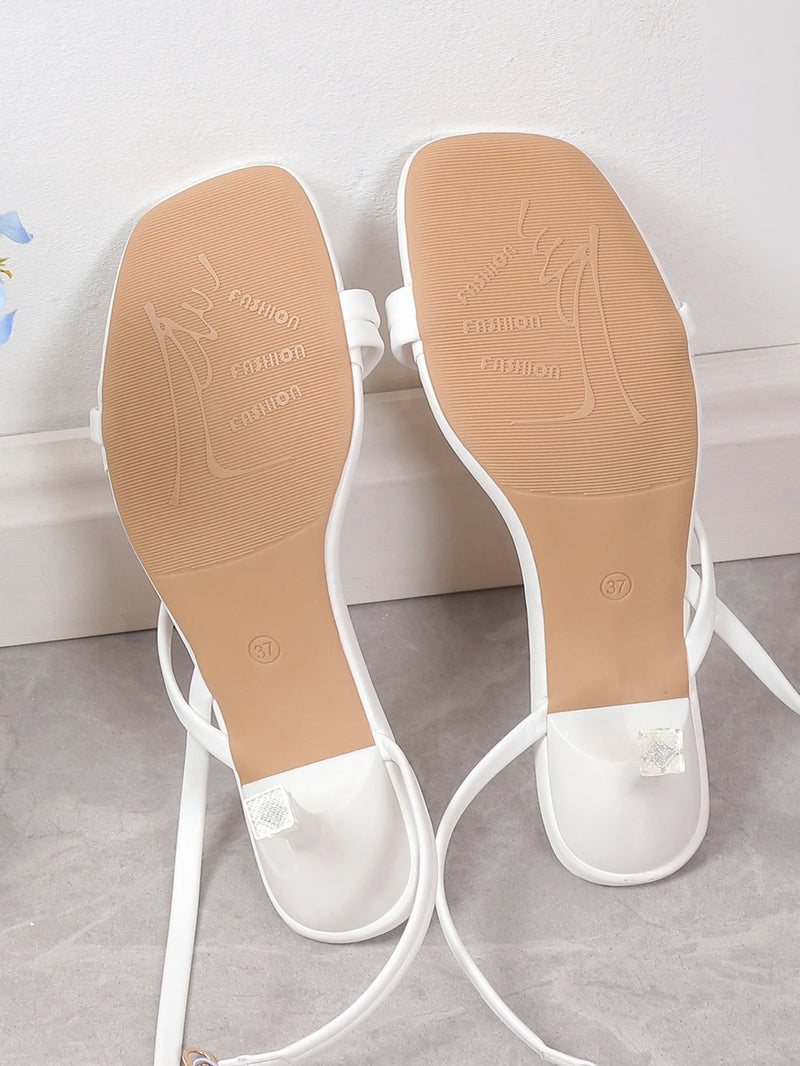 Summer one line sandals, high heels, women's thin heels, open toe, versatile