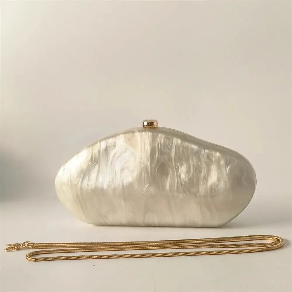 Acrylic Shell Evening Bag – Luxury Handmade Clutch Purse with Chain Strap for Women-Bag-Bennys Beauty World
