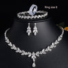 Zirconia Leaf Necklace Earrings Rings Bracelets Set for Women-necklace-Bennys Beauty World