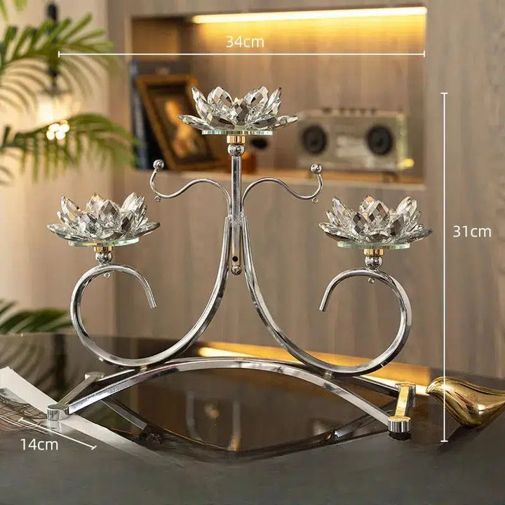 Crystal Candles Lotus Metal Candle Holder Candleholder Wedding Centerpieces Candle Stick Holder Home Decoration Accessories-Arlik interiors