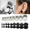 One Pair Black Stainless Steel Round Stud Earrings-Earring-Bennys Beauty World