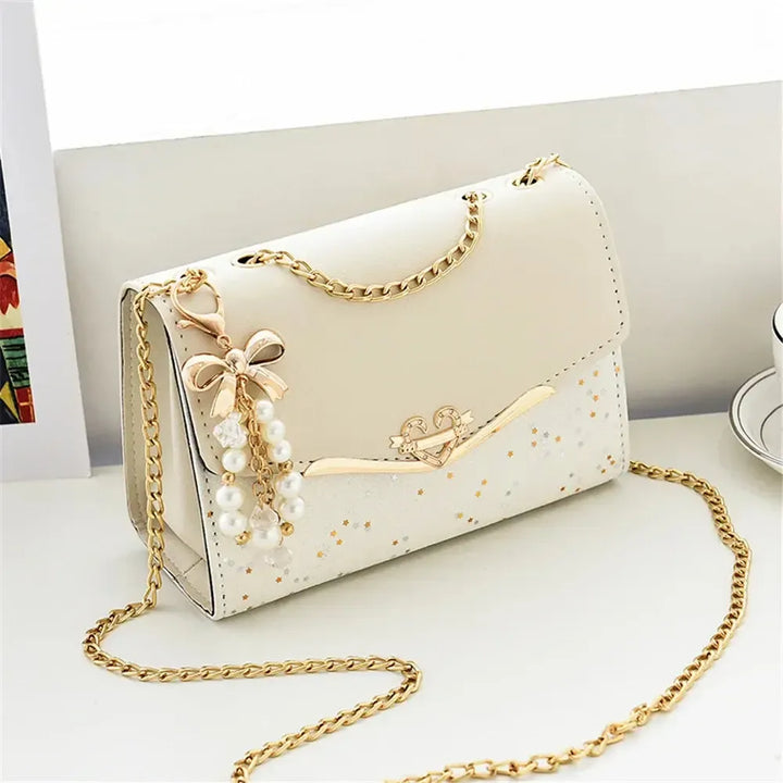 Women's Sequin Shoulder Bag – PU Leather Flap Crossbody Handbag with Tassel-bag-Bennys Beauty World