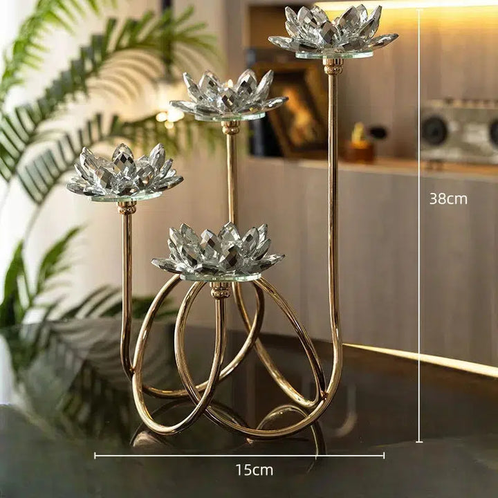 Crystal Candles Lotus Metal Candle Holder Candleholder Wedding Centerpieces Candle Stick Holder Home Decoration Accessories-Arlik interiors