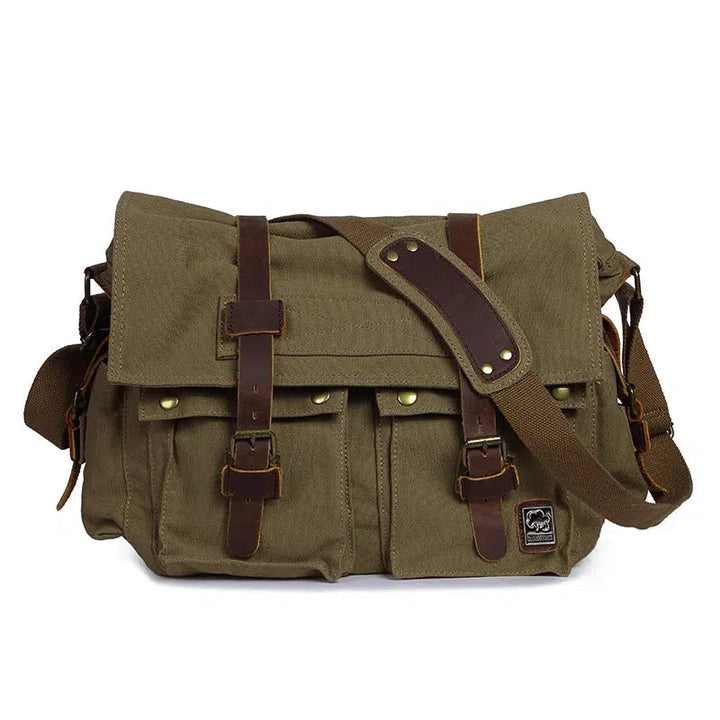 Fashion Vintage Leather Canvas Messenger Bag Cotton Canvas-bag-Bennys Beauty World