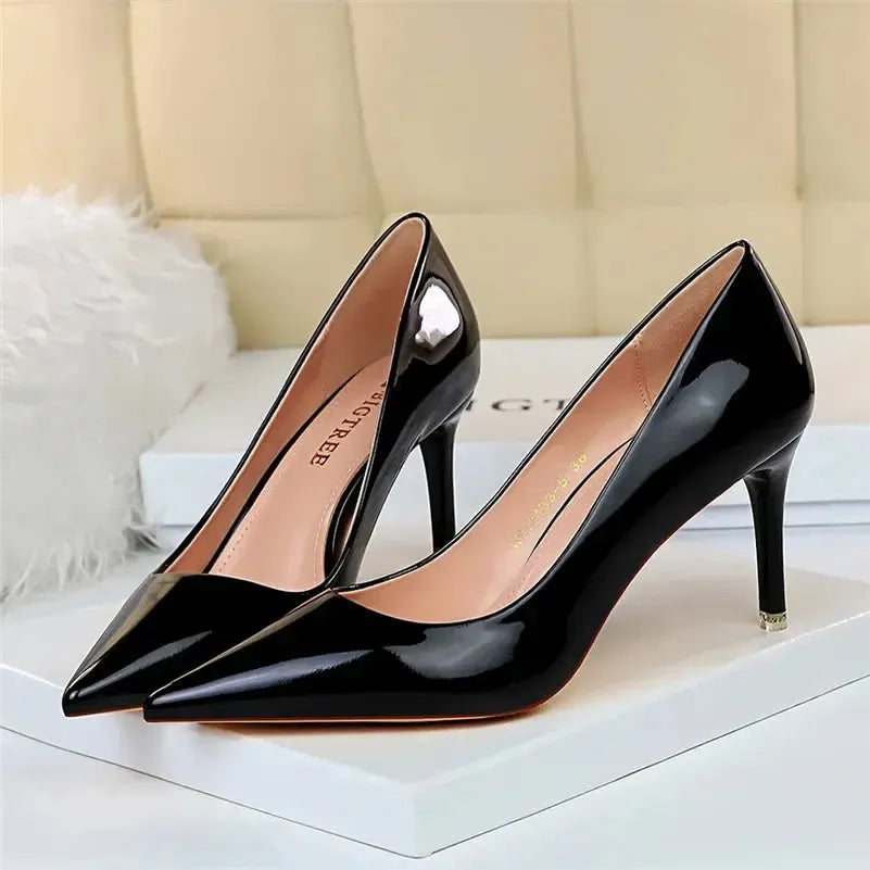 Women Patent Leather Pumps High Heels-Shoes-Bennys Beauty World