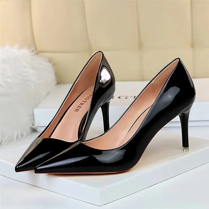 Women Patent Leather Pumps High Heels-Shoes-Bennys Beauty World