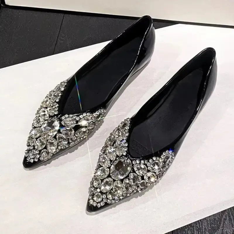 Rhinestone Glitter Pointed - Toe Flats - Bennys Beauty World