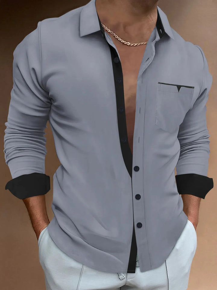 Mens Clothing Spring Long Sleeve Shirts/Men's Slim Fit Tops-Shirts-Bennys Beauty World