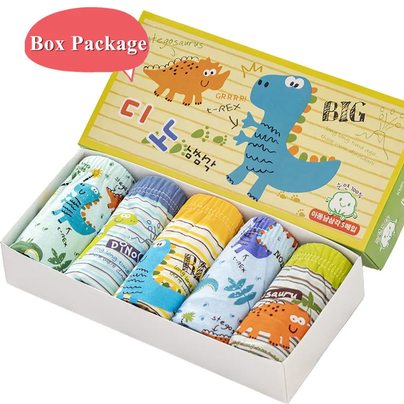 Boys Cotton Cartoon Briefs Multipack | Dinosaur &amp; Truck Print