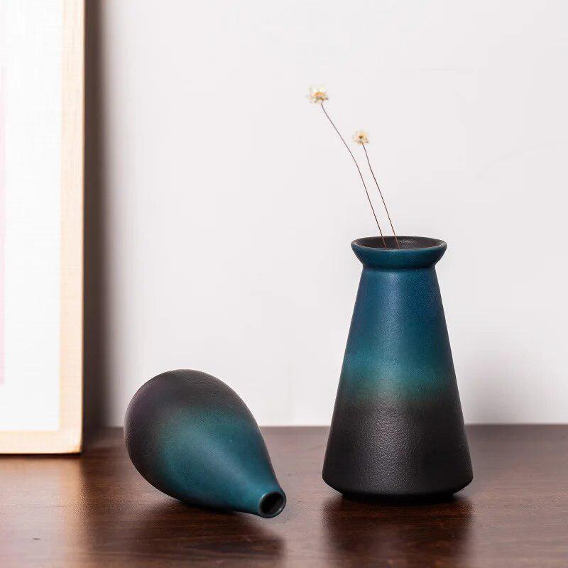 Black Ceramic Small Vase Home Decoration-Vases-Arlik interiors