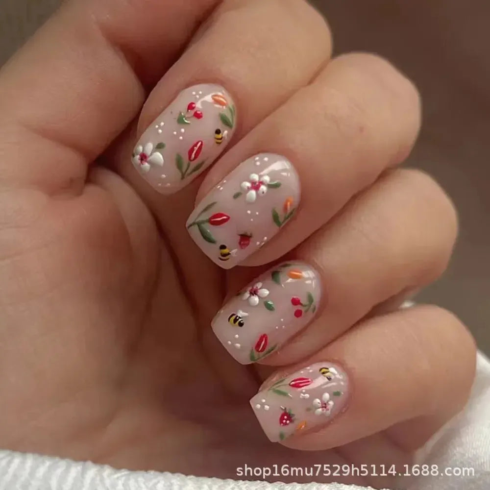 Short Square Press-On Nails – 24 Pcs Acrylic False Nail Tips | Bennys Beauty World-Nails-Bennys Beauty World