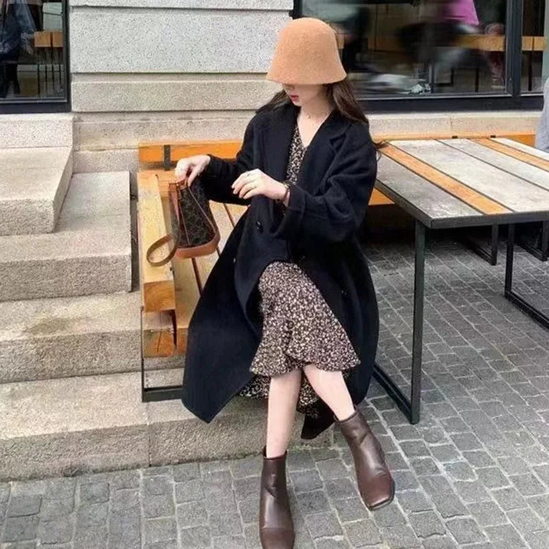 Winter Korean Style Women’s Mid-Long Woolen Coat
