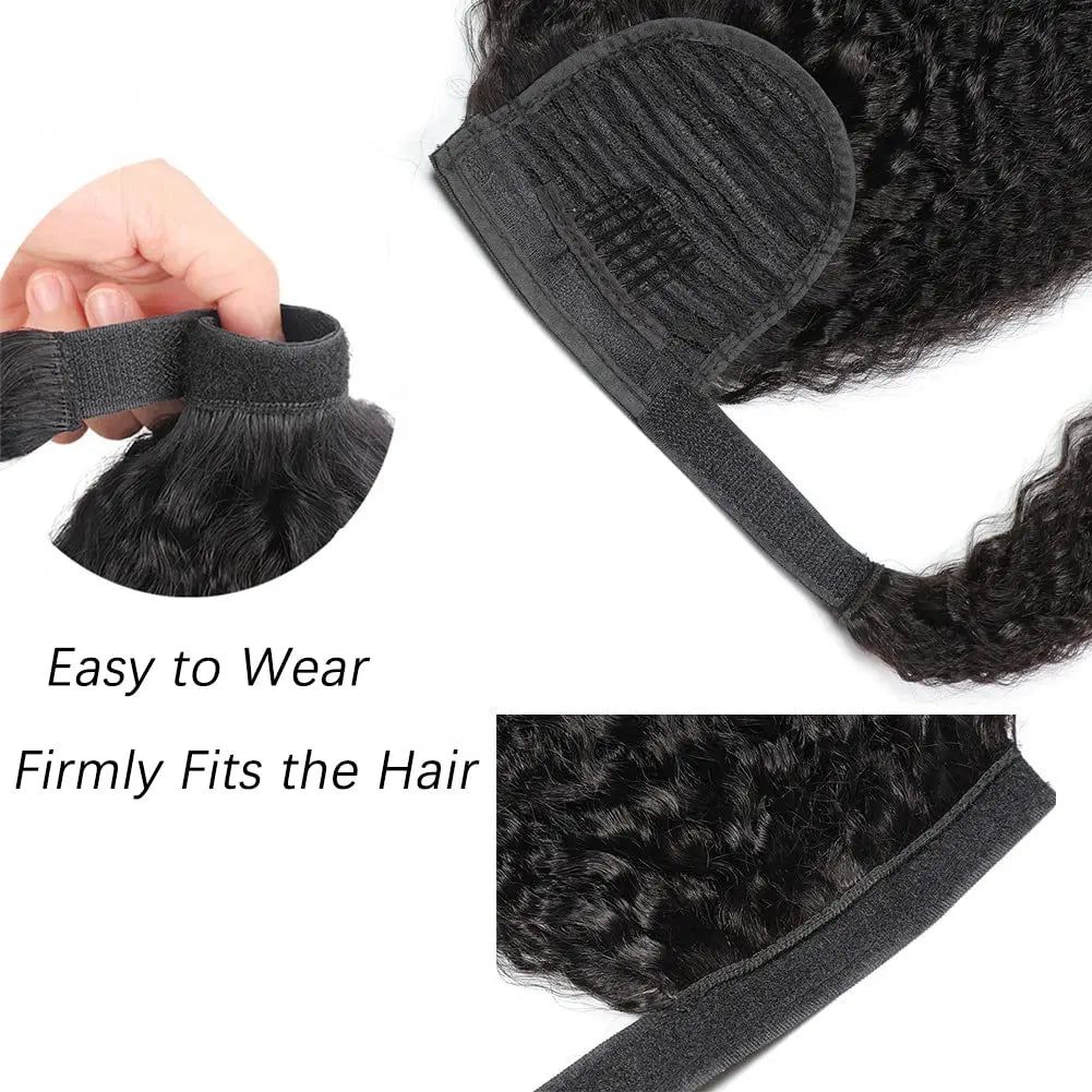 Kinky Straight Ponytail Human Hair Extension