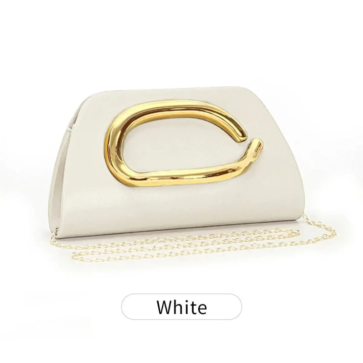 Gold Metal Buckle Box Clutch Fashion Women&