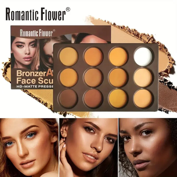 Matte Pressed Powder Bronzer &amp; Face Sculptor Palette