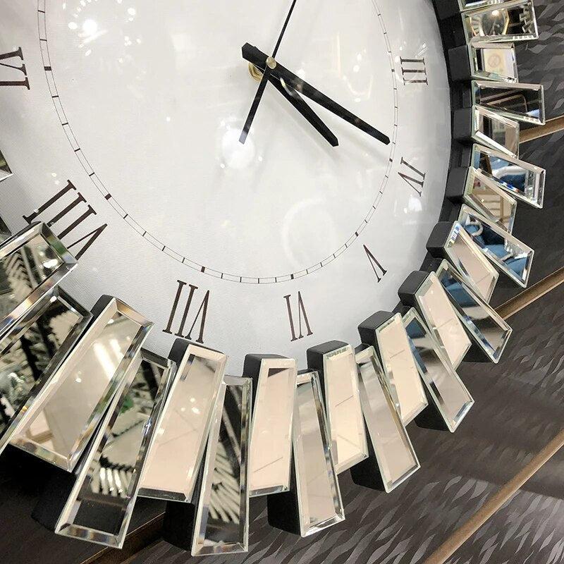 Luxury Crystal Wall Clock Modern Design Big Size Silent Large Nordic Wall Mirrors Glass Clocks Living Room Decoration Art Object-Arlik interiors