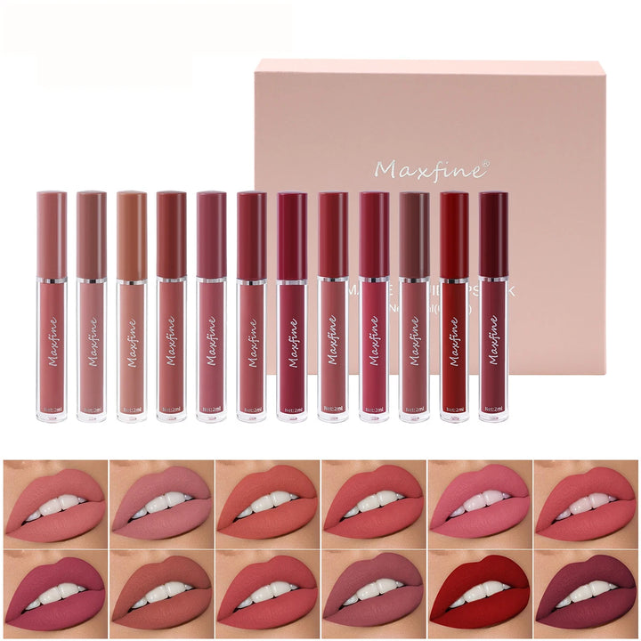 MAXFINE 6-Piece Matte Velvet Lip Gloss Set