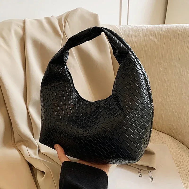 1 Pc Women Classic Fashion Woven Embossed Hobo Bags