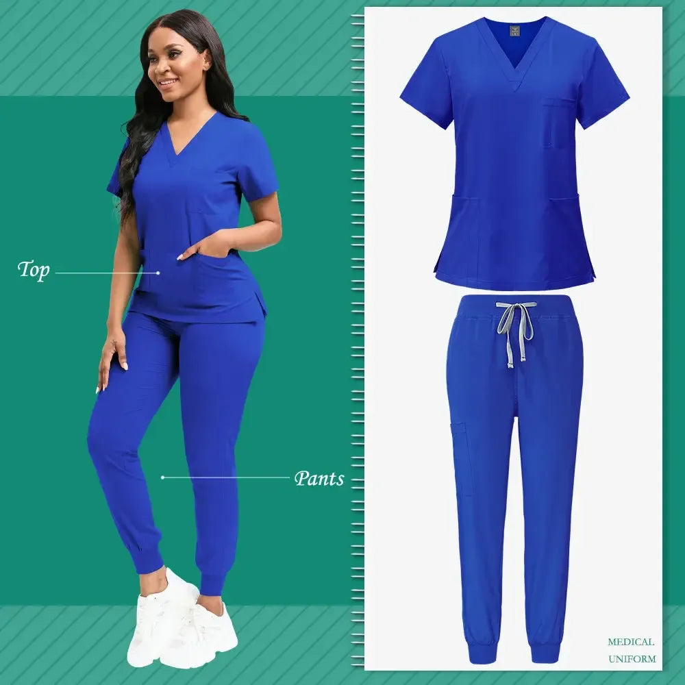 Nurse Uniform for Women Nursing Solid Surgical Gown-Scrubs-Bennys Beauty World