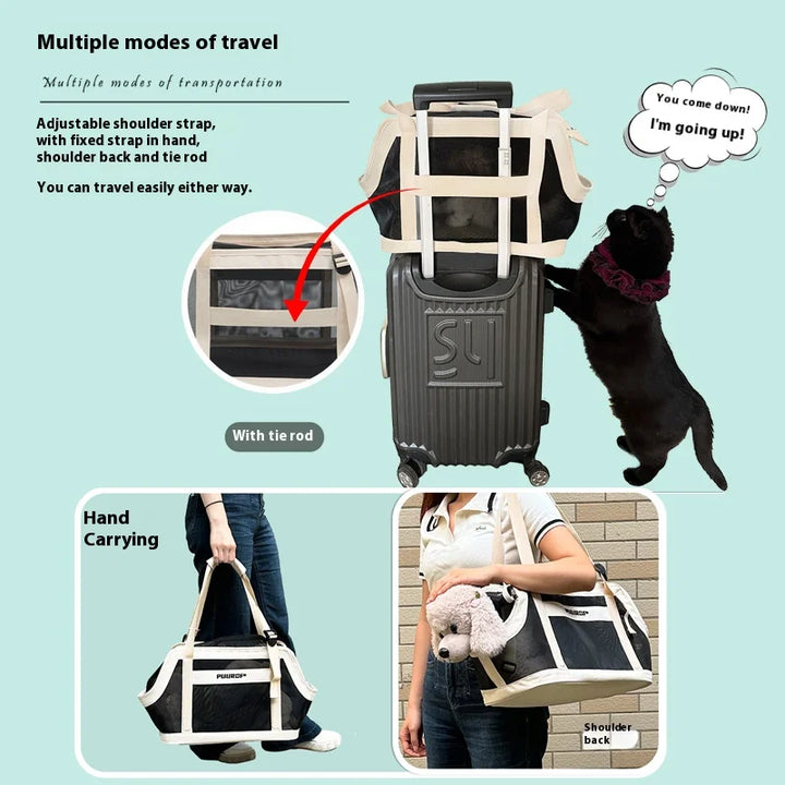 Summer Mesh Fabric Portable Travel Pet Bag