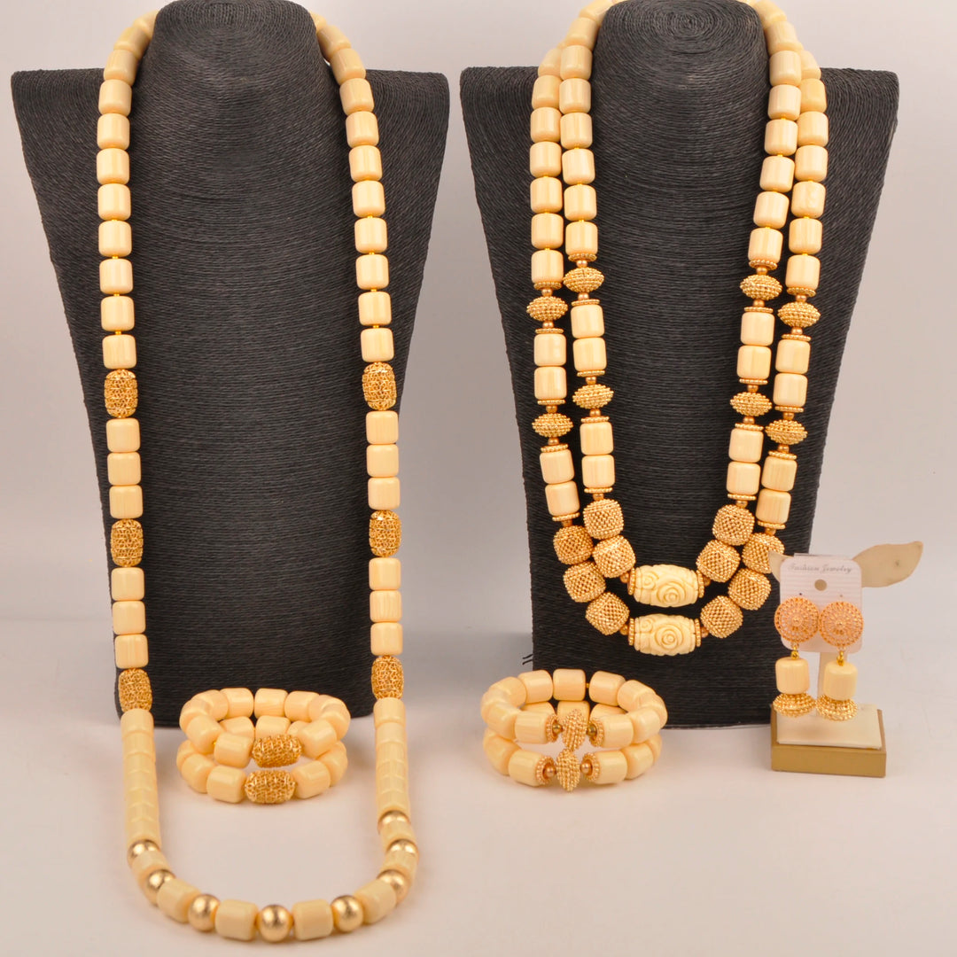 White Artificial Coral Bead Necklace African Jewelry Sets for Women