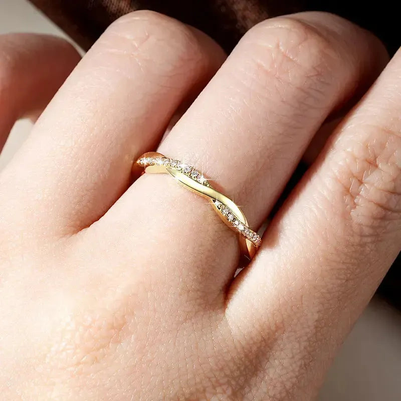 GRA Certified Moissanite Twisted Eternity Band Ring – 14K Gold Filled Engagement Ring for Women-Rings-Bennys Beauty World